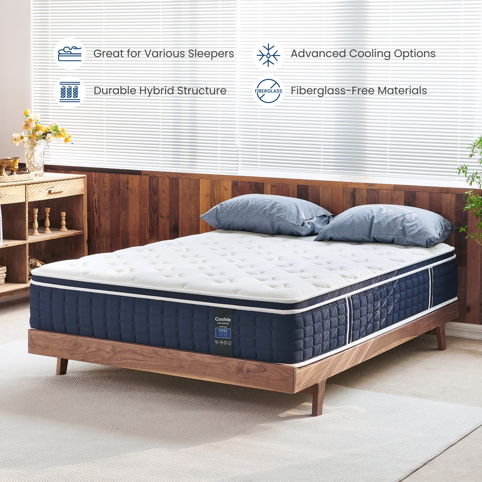 Coolvie 12/14 Hybrid Mattress in a Box – Medium Firm – 101-Night Trial