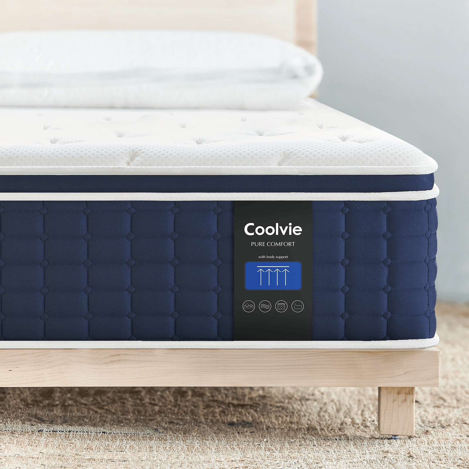 Coolvie 14" Gel Memory Foam Mattress | Euro Top Medium Plush & Pocket Springs