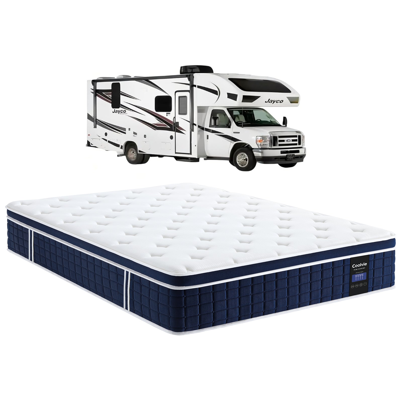 Coolvie 12 Inch Full Hybrid Mattress – Fiberglass-Free & Cooling