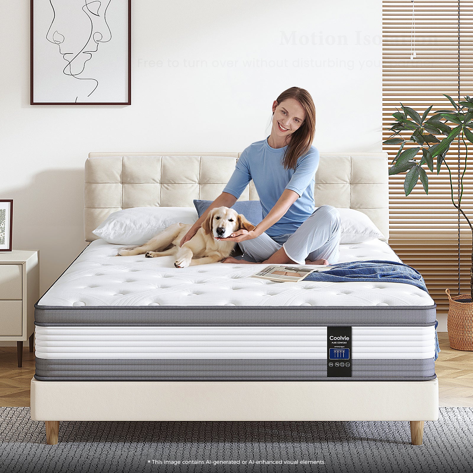 Coolvie Mattress 12 Inch, Certified Comfort Foam, Cooling Hybrid Medium Firm Bed in a Box