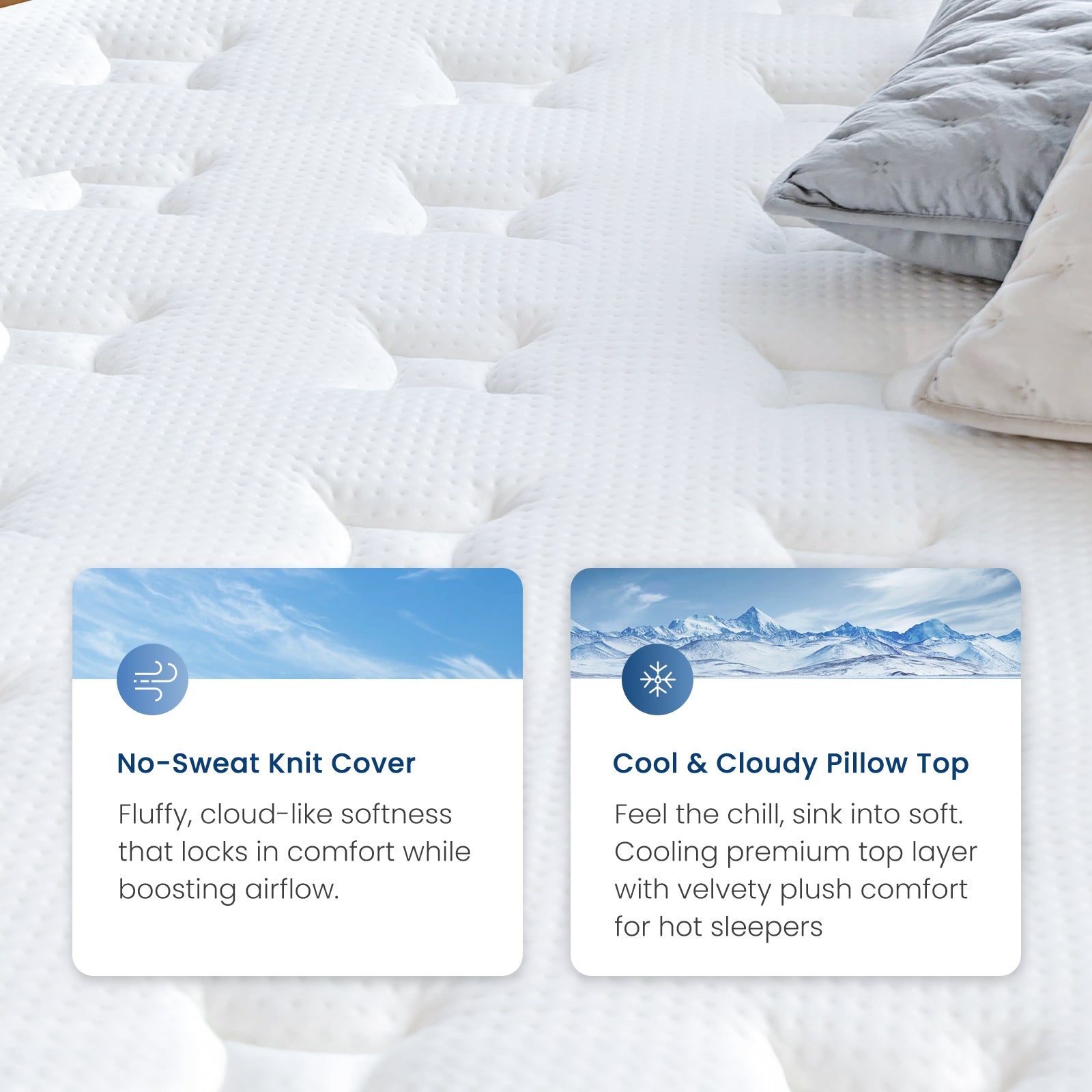 Coolvie 14" Gel Memory Foam Mattress | Euro Top Medium Plush & Pocket Springs