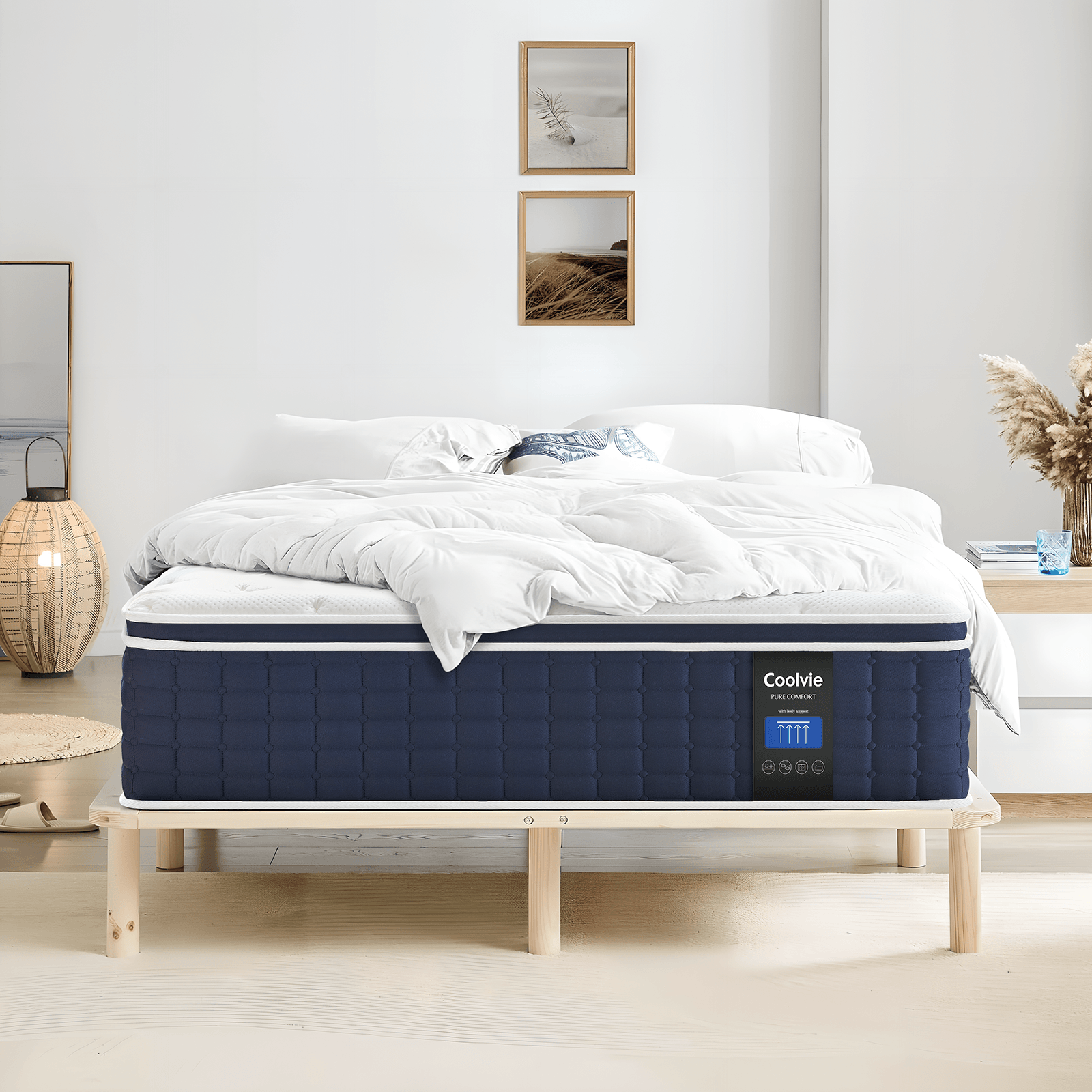 Coolvie 14" Gel Memory Foam Mattress | Euro Top Medium Plush & Pocket Springs