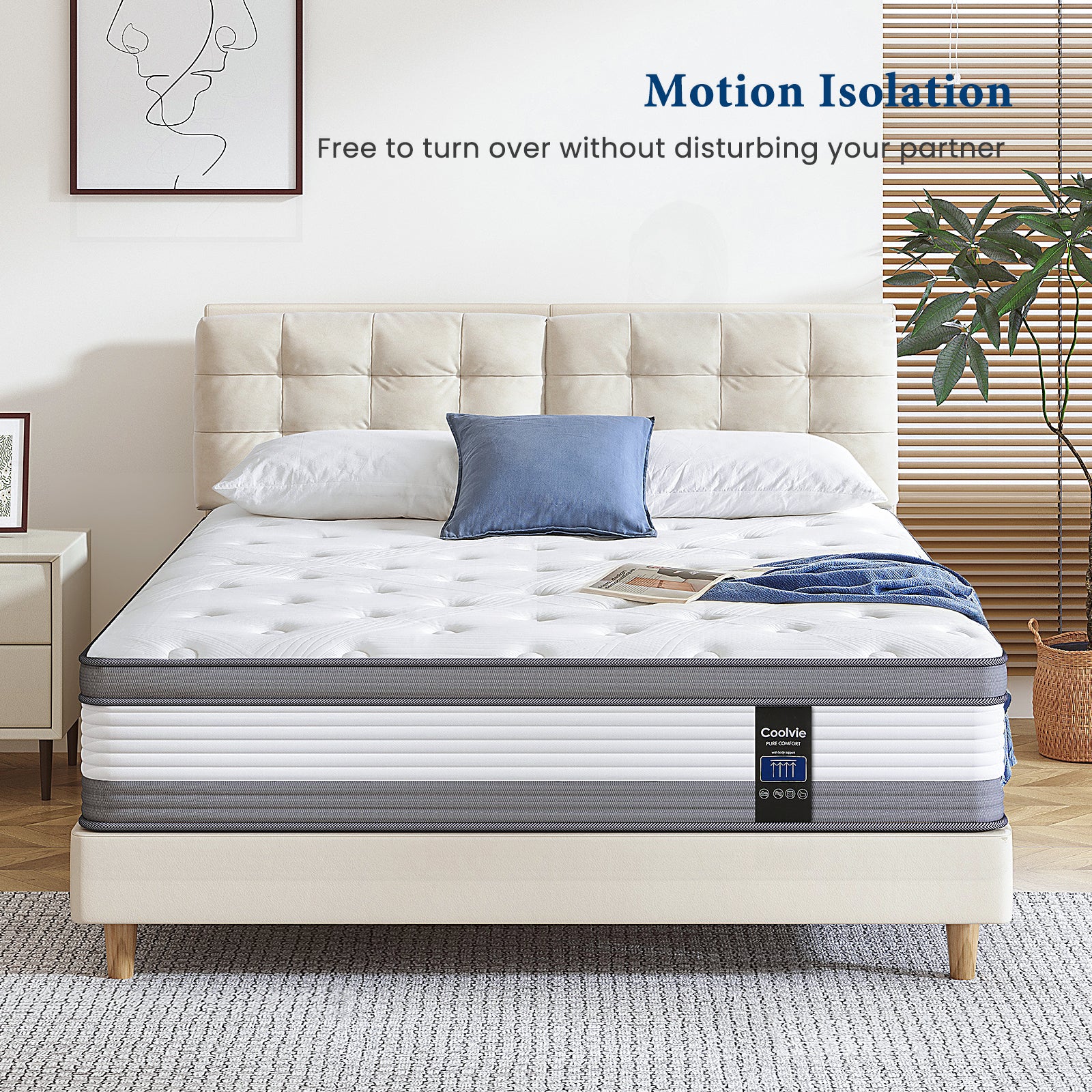 Coolvie Mattress 12 Inch, Certified Comfort Foam, Cooling Hybrid Medium Firm Bed in a Box