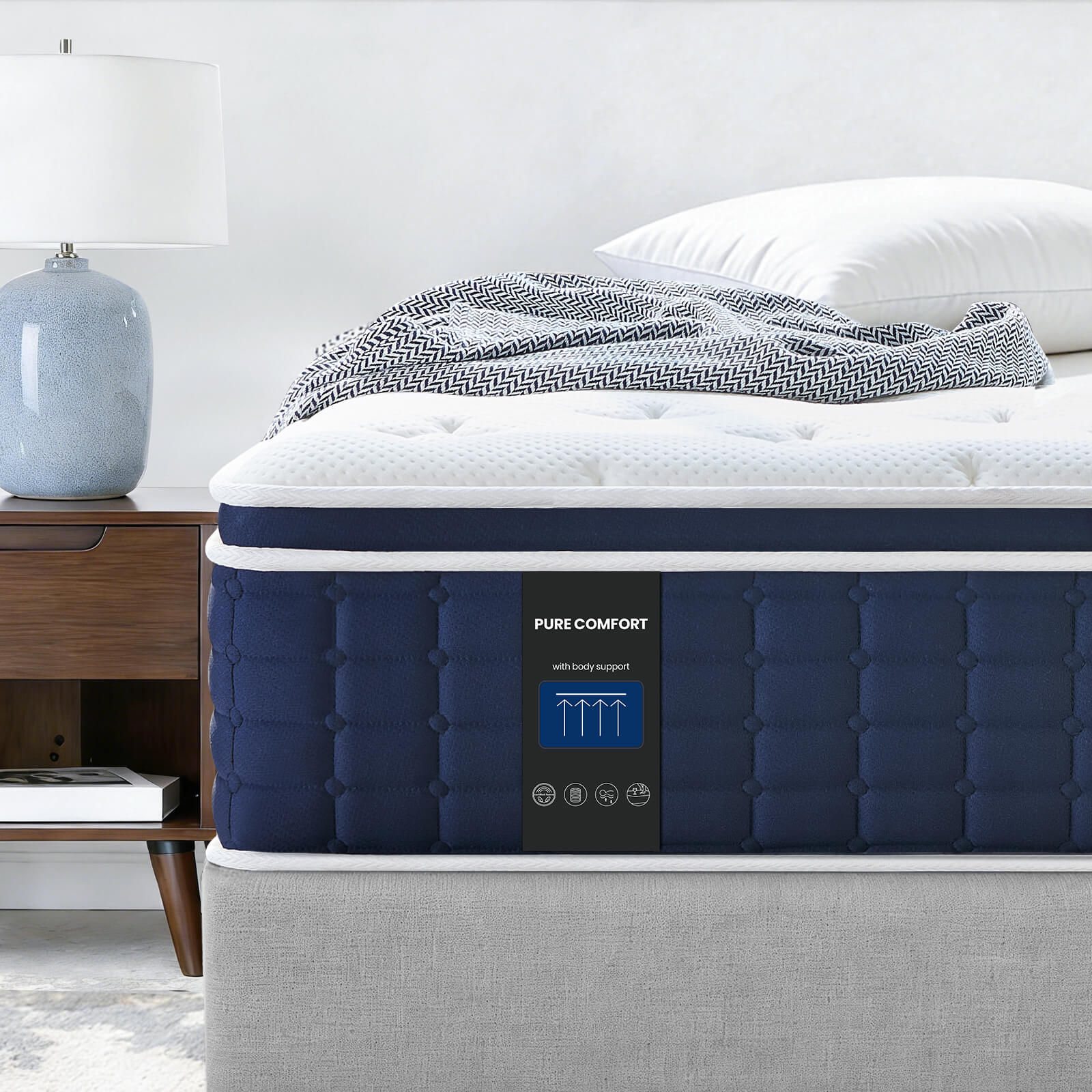 Coolvie 12 Inch Full Hybrid Mattress – Fiberglass-Free & Cooling