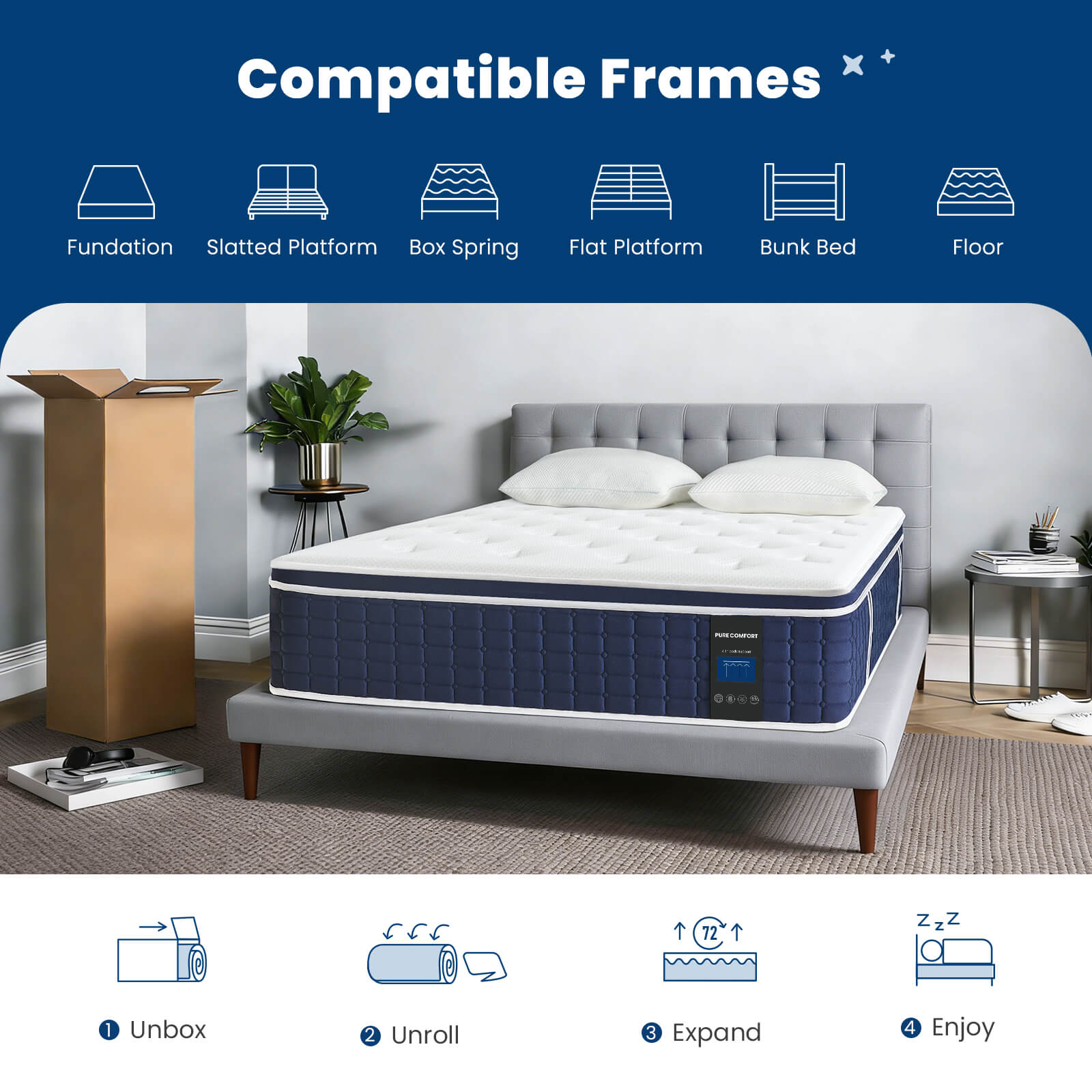 Coolvie 12 Inch Full Hybrid Mattress – Fiberglass-Free & Cooling